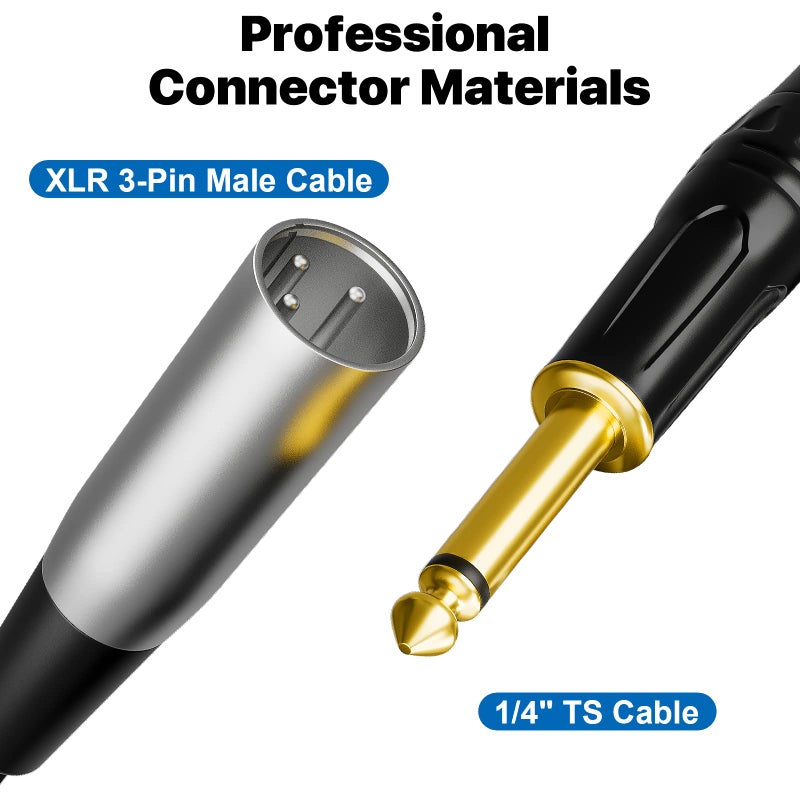 EBXYA 1/4'' TS Mono Guitar to XLR Male Unbalanced Cable 3 Ft, 6.35 Jack to XLR Cable, 2 Packs - Image 4